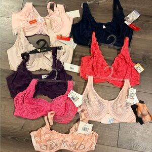 40D Women's Lace Bra Collection - Pink, Purple, Black, Cream